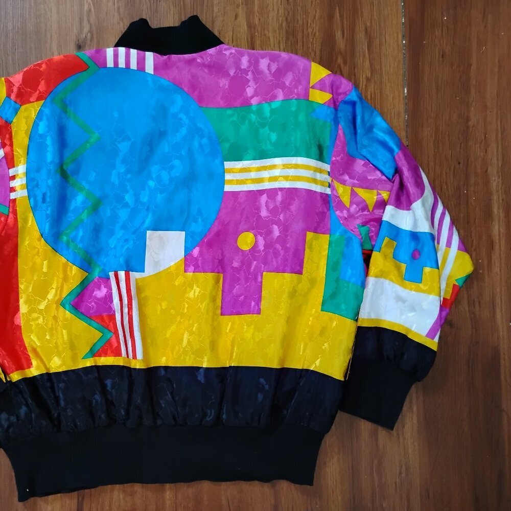 Vintage Jordana MCM Color Block Bomber Jacket - Picture 7 of 8